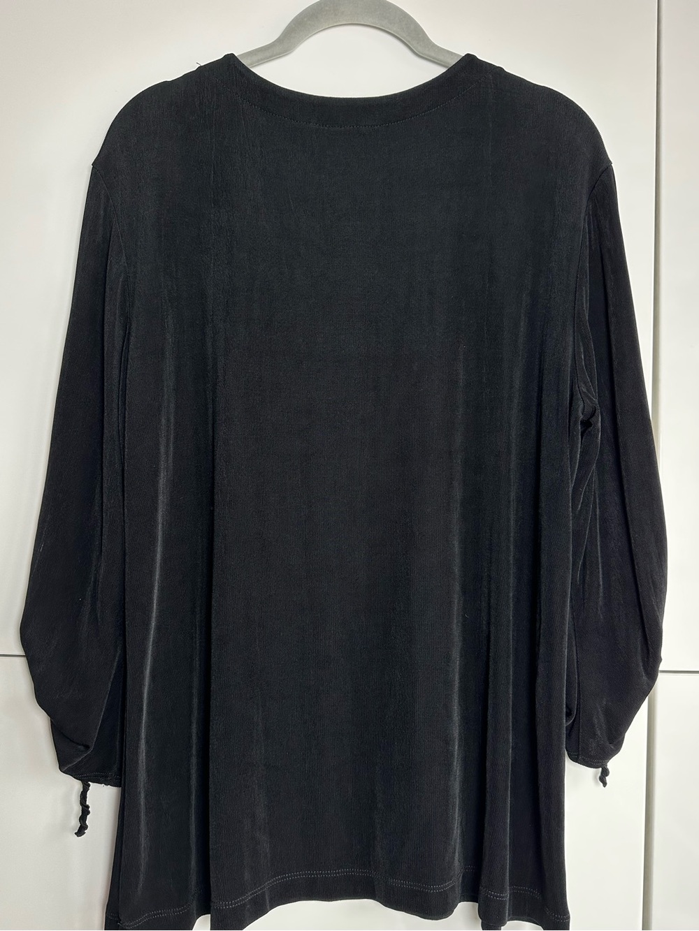 Chicos Travelers Pullover Blouse 3/4 Scrunch Sleeves Black Size 3 (XL) Easy Care - Picture 4 of 7